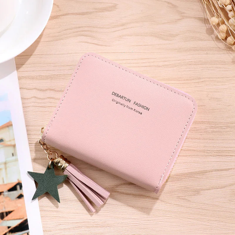 Women Small Wallet Ladies Mini Tassel Wallet Cute Girl Short Zipper Lovely Pu Leather Coin Purse Female Hand Wallet Purse