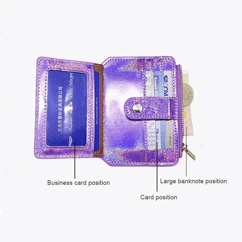 2023 Laser Women's Wallet Cute Design Large Capacity Multi -card Cash Coin Purse Pocket Pocket Love Pattern Accessories