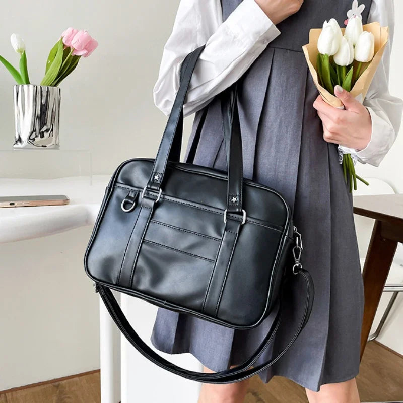 Japanese Preppy Style Shoulder Bag Women PU Leather JK Uniform Bag Girls Handbags Pure Color Crossbody Bags Itabag Tote Bolso